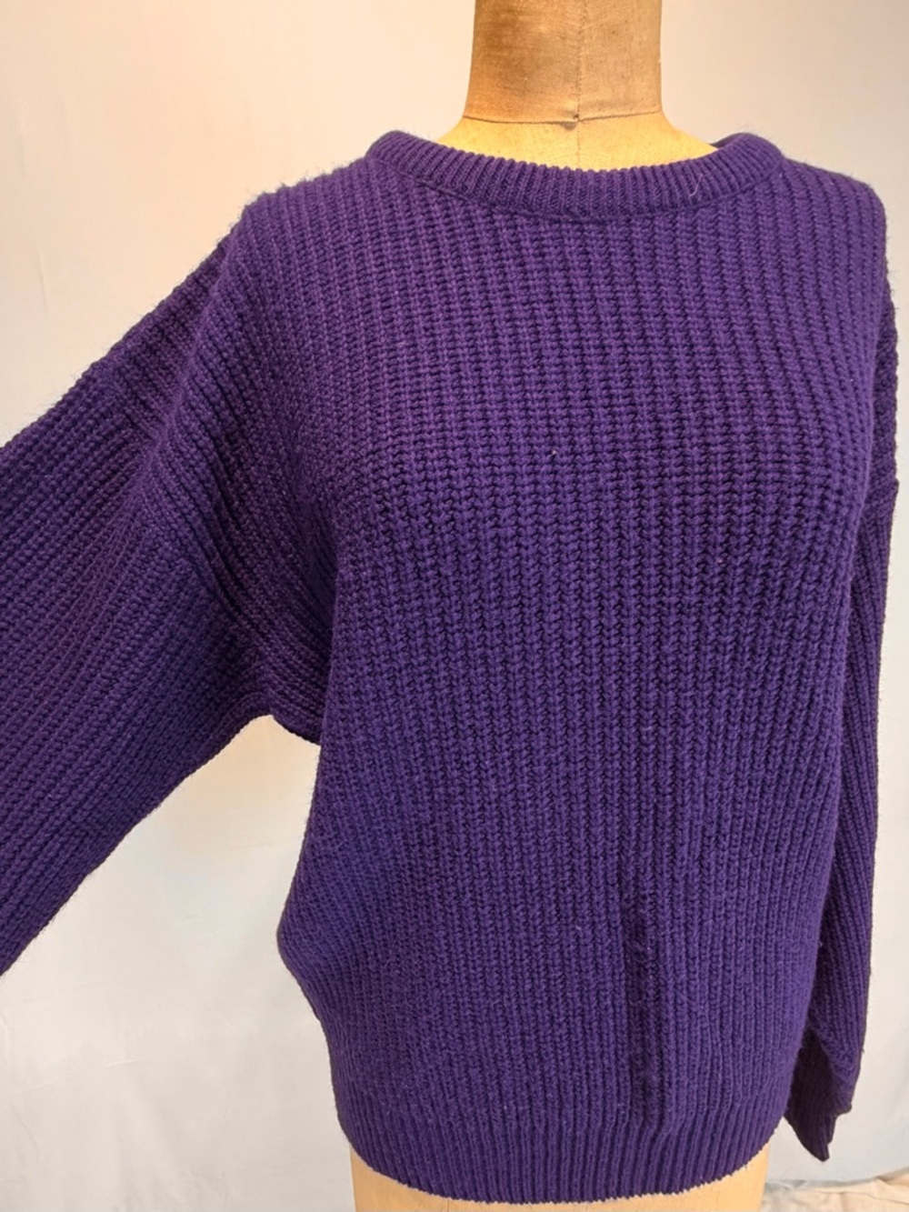 VINTAGE 80s Winter Harbor chunky knit sweater‎ saturated bold plum purple women - Picture 5 of 9
